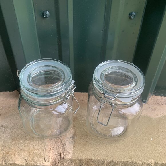 JARS - 2 airtight 32oz hermetic Glass Jars hinged wire Lid Kitchen Arts & Crafts - Picture 3 of 16